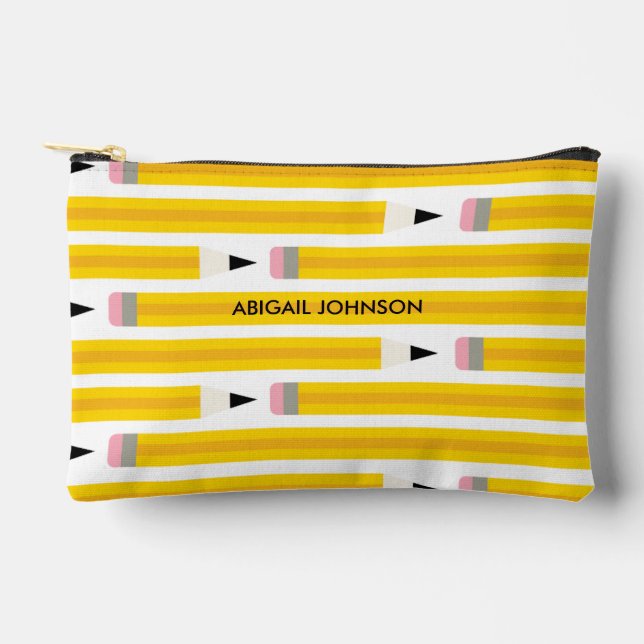 Personalized Yellow Pencil Accessory Pouch (Front)