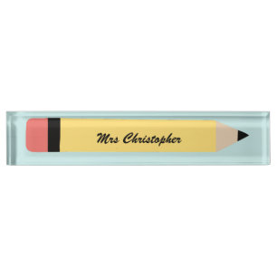 Personalized yellow Pencil Teacher Nameplate