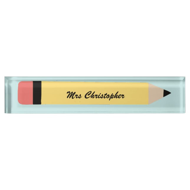 Personalized yellow Pencil Teacher  Nameplate (Front)