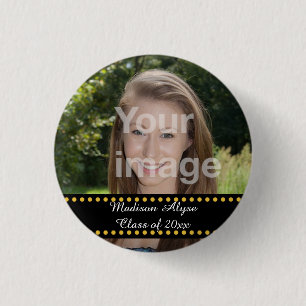 Personalized Yellow Photo Graduation Year Button