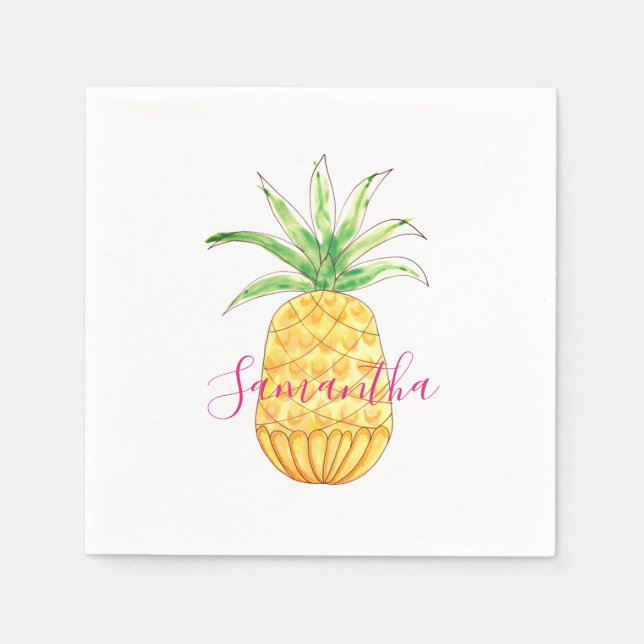 Personalized Yellow Pineapple Napkin (Front)