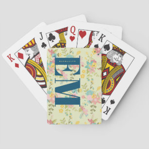 Personalized Yellow Pink Green Changeable Text Playing Cards