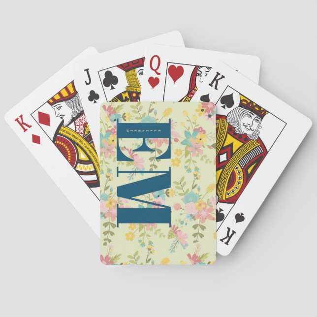 Personalized Yellow Pink Green Changeable Text  Playing Cards (Back)