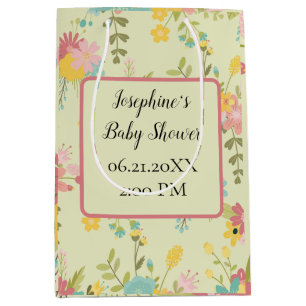 Personalized Yellow Pink Green Florals Gift Bag