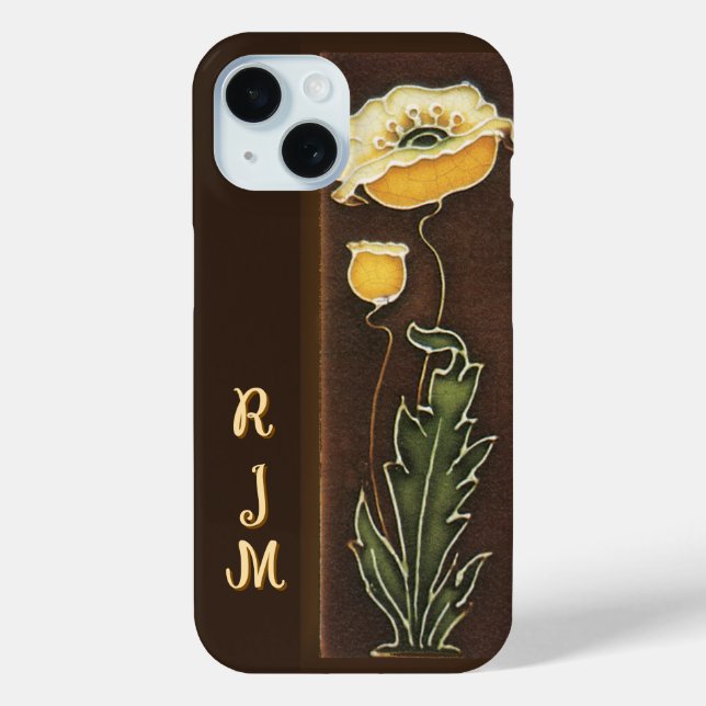 Personalized Yellow Poppy Aged Tile Look  Case-Mate iPhone Case (Back)