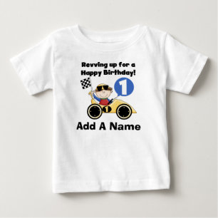 Personalized Yellow Race Car 1st Birthday Tshirt