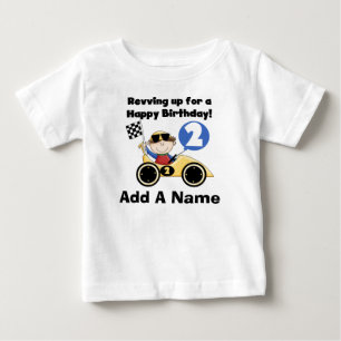 Personalized Yellow Race Car 2nd Birthday Tshirt