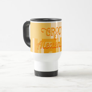 Personalized Yellow Retro Geometric Travel Mug