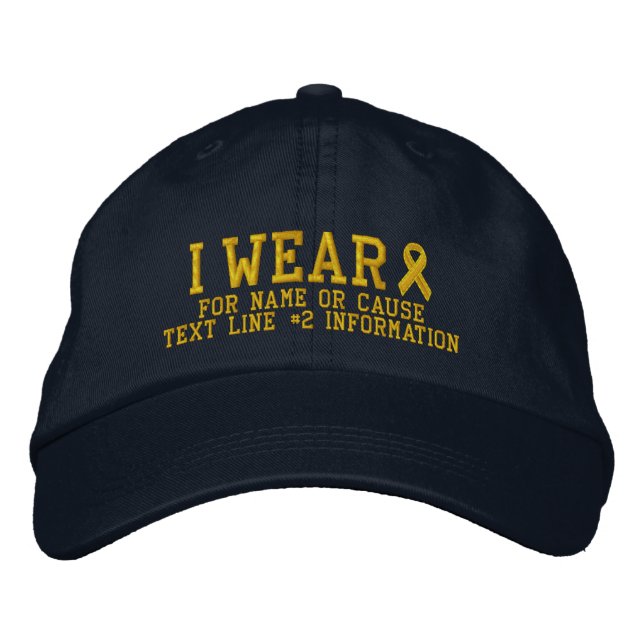 Personalized Yellow Ribbon Awareness Embroidery Embroidered Hat (Front)