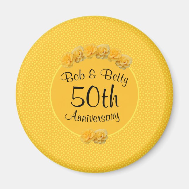 Personalized Yellow Rose 50th Anniversary Magnet (Front)