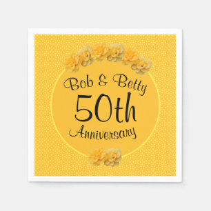 Personalized Yellow Rose 50th Anniversary Napkin