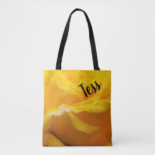 Personalized Yellow Rose Blossom Design Tote Bag
