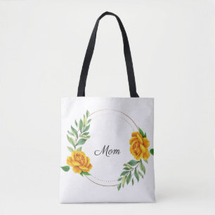 Personalized Yellow Roses Tote Bag