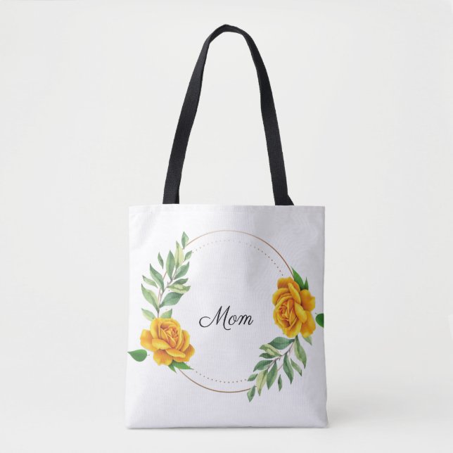 Personalized Yellow Roses Tote Bag (Front)