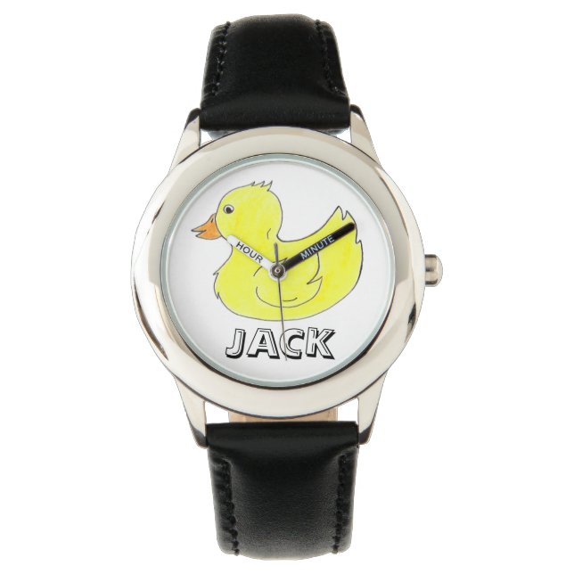 Personalized Yellow Rubber Ducky Duck Duckie Watch (Front)
