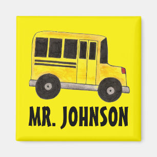 Personalized Yellow School Bus Driver Education Magnet