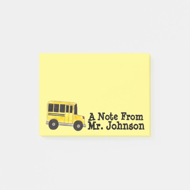 Personalized Yellow School Bus Driver Education Post-it Notes (Front)
