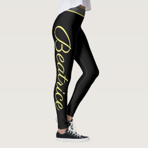 Personalized yellow script yoga fitness and gym leggings