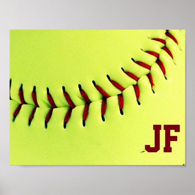 Personalized yellow softball ball poster (Front)