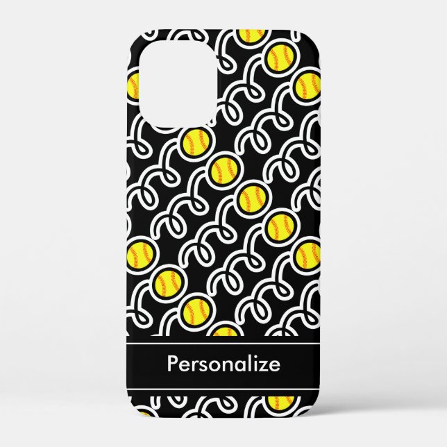 Personalized yellow softball design iPhone 4 case (Back)