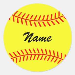 Personalized yellow softball stickers