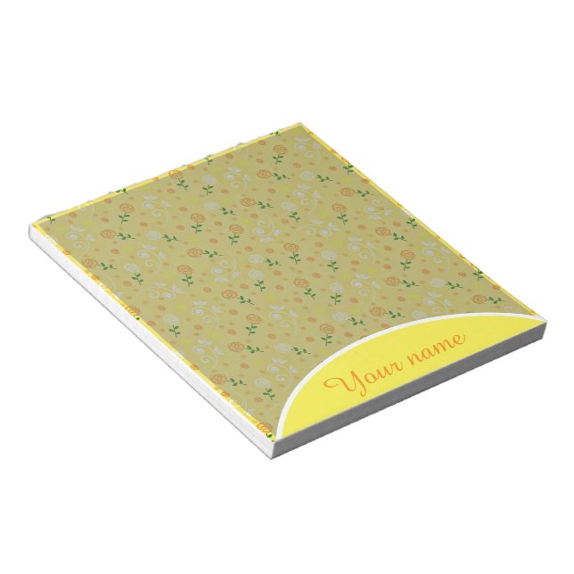 Personalized Yellow spring floral  Notepad (Angled)