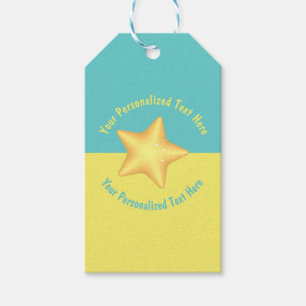 Personalized Yellow Star Pool Blue Yellow Gift Tags