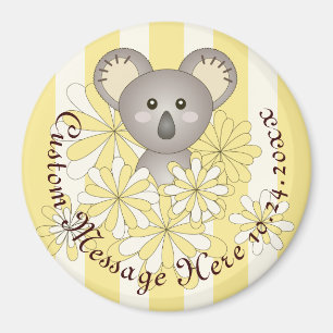 Personalized Yellow Stripe Baby Koala Party Favour Magnet