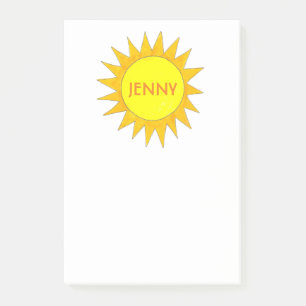 Personalized Yellow Sun Sunshine Sunny Day Post It Post-it Notes