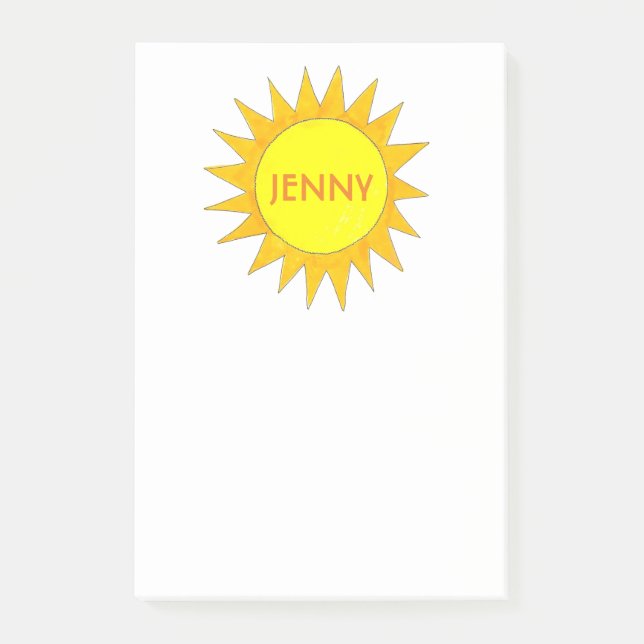 Personalized Yellow Sun Sunshine Sunny Day Post It Post-it Notes (Front)
