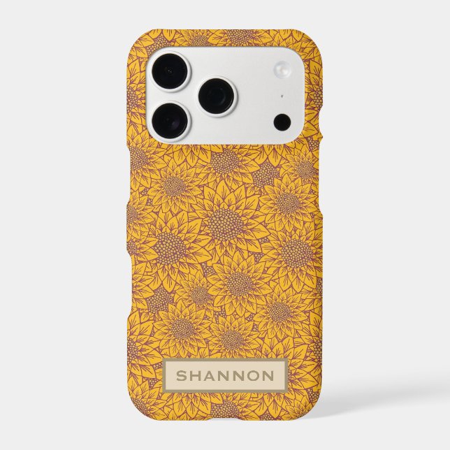 Personalized Yellow Sunflower Pattern iPhone Case (Back)