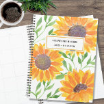 Personalized Yellow Sunflower  Planner<br><div class="desc">This unique Planner is decorated with yellow watercolor sunflowers and green leaves are on a white background. 
Easily customizable with your name and year.
Because we create our artwork you won't find this exact image from other designers.
Original Watercolor © Michele Davies.</div>