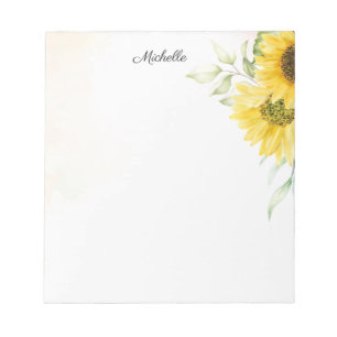 Personalized Yellow Sunflower Watercolor Notepad