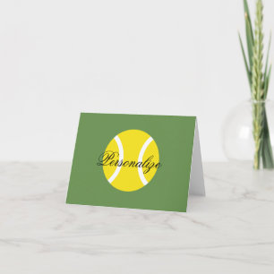 Personalized yellow tennis ball Birthday party Note Card