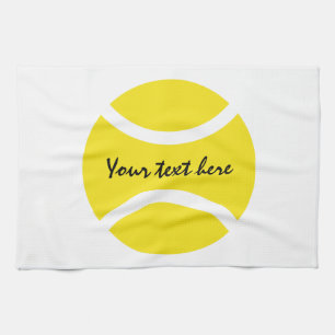 Personalized yellow tennis ball kitchen towel