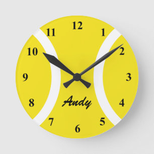 Personalized yellow tennis ball wall clock