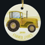 Personalized Yellow Tractor Christmas Ornament<br><div class="desc">Personalized Yellow Tractor Christmas Ornament.  Add your favourite farmers name and the year for a one of a kind tractor ornament.</div>