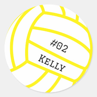 Personalized Yellow Volleyball Stickers