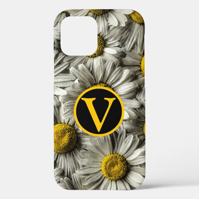 Personalized yellow white &  black daisy flower  Case-Mate iPhone case (Back)