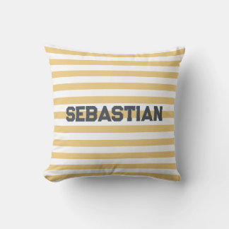 Personalized Yellow & White Cabana Stripe Pillow