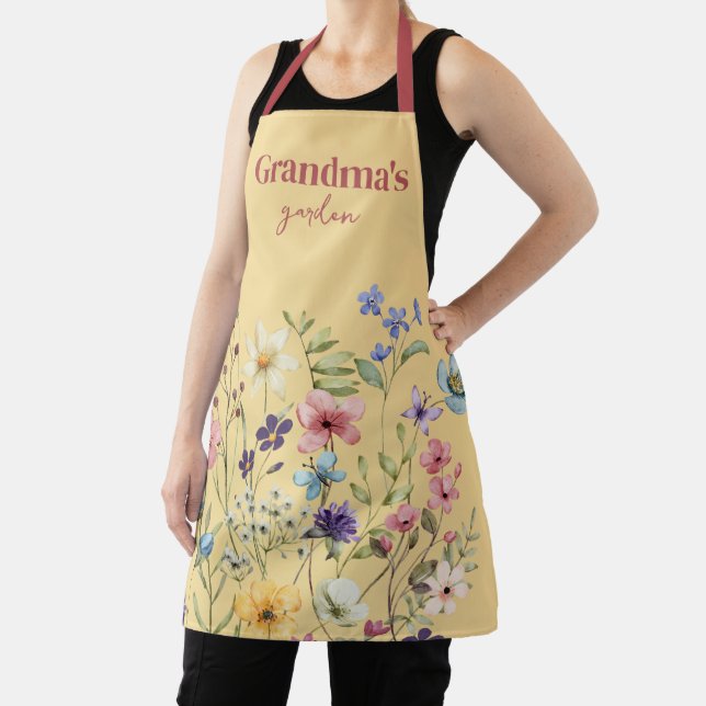 Personalized Yellow Wildflower Garden Apron (Insitu)