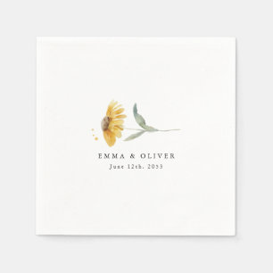 Personalized Yellow Wildflower Sunflower Wedding Napkin