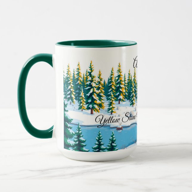 Personalized Yellowstone Winter Scene Coffee Mug (Left)