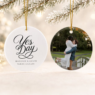 Personalized Yes Day Wedding Photo Ornament 