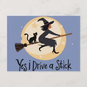 Personalized Yes I Drive A Stick, Halloween Witch, Postcard