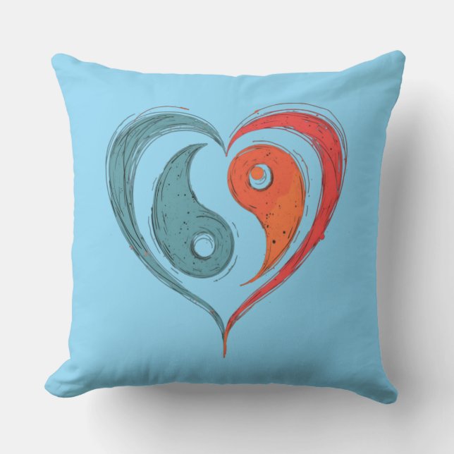 Personalized Yin Yang Heart Symbol  Throw Pillow (Front)