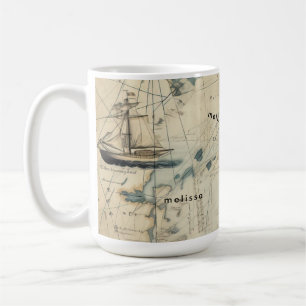 Personalized Yo Ho Ho Nautical Map Coffee Mug