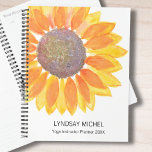 Personalized Yoga Instructor Planner 2023<br><div class="desc">This modern botanical Yoga Instructor Planner is decorated with a yellow watercolor sunflower. 
Easily customizable.
Use the Design Tool to change the text size,  style,  or colour.
As we create our artwork you won't find this exact image from other designers.
Original Watercolor © Michele Davies.</div>