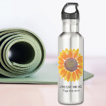 Personalized Yoga Instructor Sunflower 710 Ml Water Bottle<br><div class="desc">This modern botanical Yoga Instructor Water Bottle is decorated with a yellow watercolor sunflower. 
Easily customizable.
Use the Design Tool to change the text size,  style,  or colour.
As we create our artwork you won't find this exact image from other designers.
Original Watercolor © Michele Davies.</div>