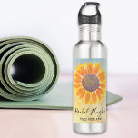 Personalized Yoga Instructor Sunflower 710 Ml Water Bottle<br><div class="desc">This modern botanical Yoga Instructor Water Bottle is decorated with a yellow sunflower on a watercolor background and stylish script typography.
Easily customizable.
Original Watercolor © Michele Davies.</div>